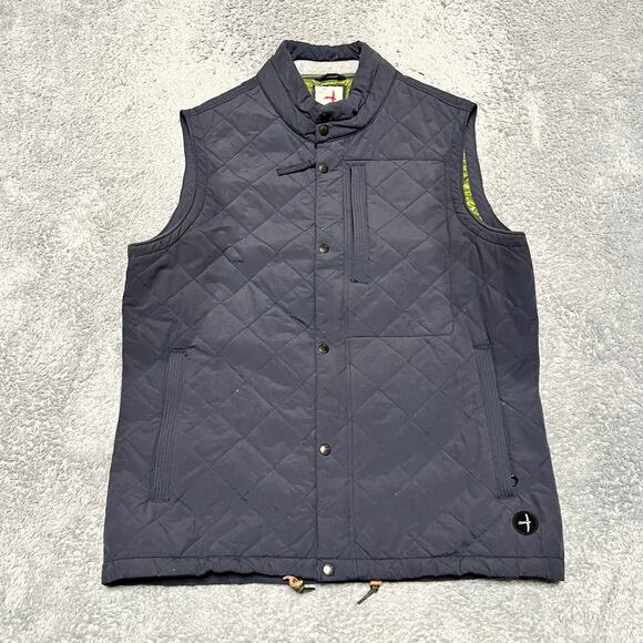 Relwen Quilted Tanker Vest Mens Medium Blue Insulated Zip Snap Puffer Lined - Picture 1 of 8